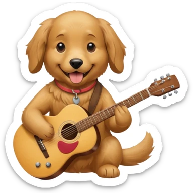 happy dog playing guitar sticker