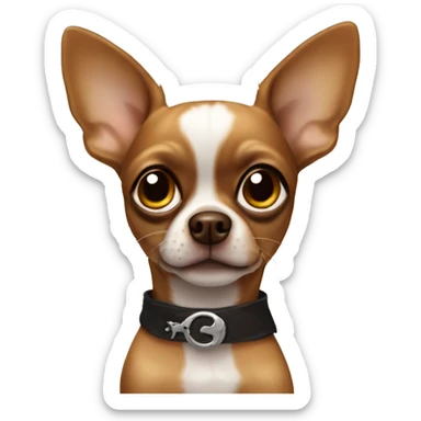 Brown chihuahua with pirate eye patch on left eye sticker