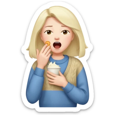 yawning woman in sweater sticker