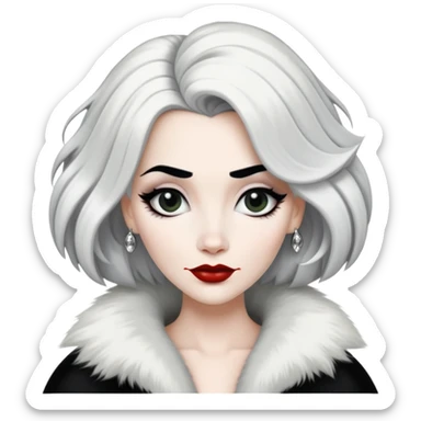 Cruella de Vil with black and white hair sticker