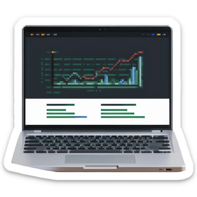 open laptop showing a pitch deck sticker