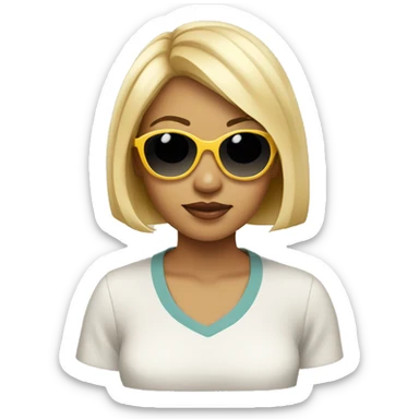 Girl with short blond bob and retro skinny sunglasses sticker