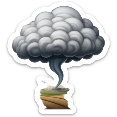 A thick dark funnel cloud sweeping across open plains. sticker