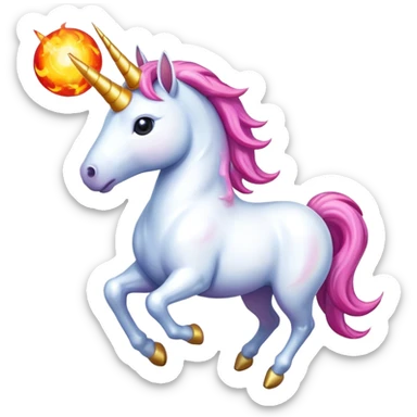 Unicorn with fireball sticker