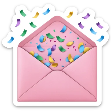 pink envelope with confetti sticker