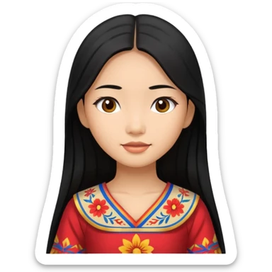 Asian girl with long black hair in Filipino dress sticker