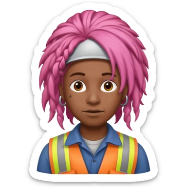 construction worker heavy pink dreadlocked haired man  sticker