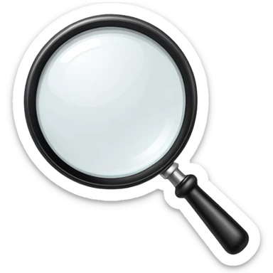 classic magnifying glass with round glass part and short black handle sticker