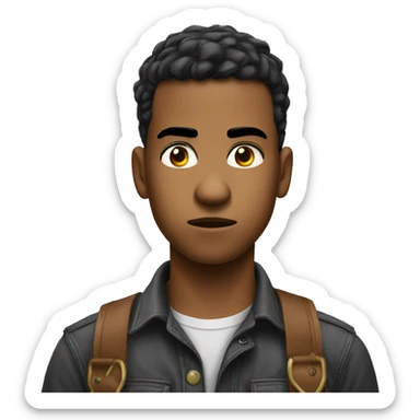 young man angry with a bandana around neck sticker