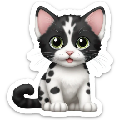 black and white spotted kitten  sticker