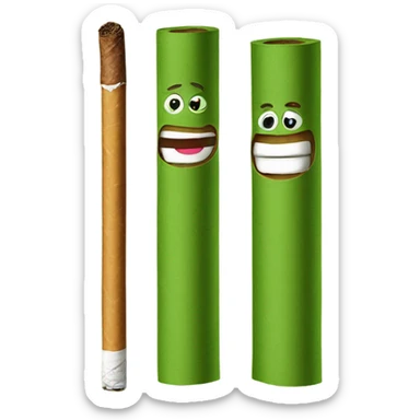 Cigarro verde enrollado en papel acartonado sticker