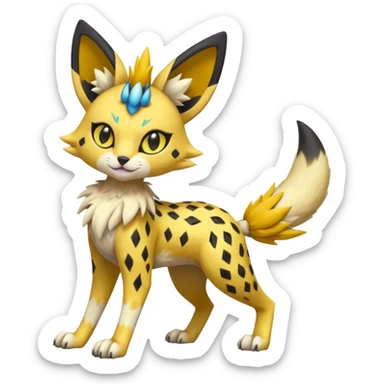 Colorful Meloetta-Joltik-Vernid-Sergal-Serval-Pokémon-Fakémon-fusion-hybrid-creature sticker