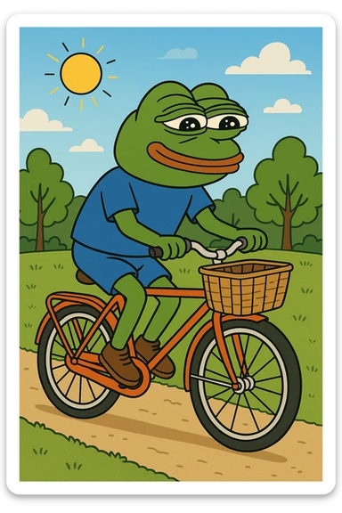 create a pepe riding bike sticker