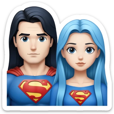 Superman-and-girl-with-black-faded-to-blue-straight-long-hair sticker