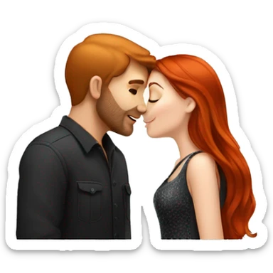 Redhead Girl Kissing silver/black haired man  sticker