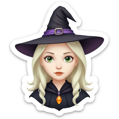 caucasian bimbo girl witch sticker