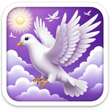 White and purple dove flying towards heaven  sticker