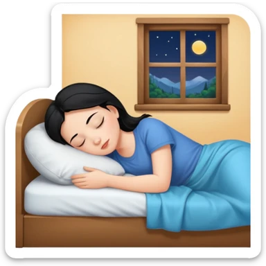 girl with black hair in short sleeves sleeping at home sticker