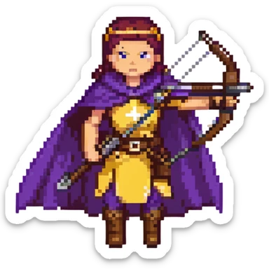 Archer Queen from Clash Royale with crossbow and purple cape sticker