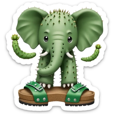 Cactus elephant in Birkenstocks  sticker