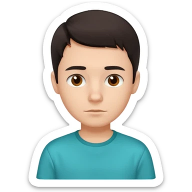 boy short dark hair and brown eyes and turquoise shirt sticker