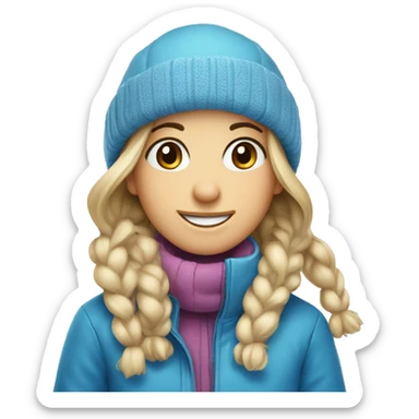 smiling girl in winter attire blue eyes  sticker