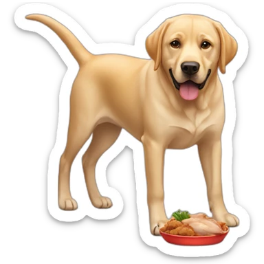 badly behaved labrador eating a chicken sticker