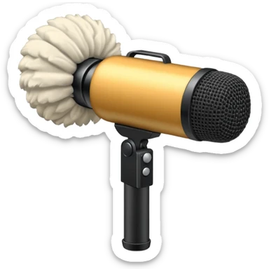 boom fluffy microphone with stick sticker