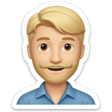 cute blonde guy with mullet and a dark beard with moustache sticker