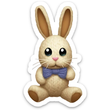yarn bunny with a bow sticker