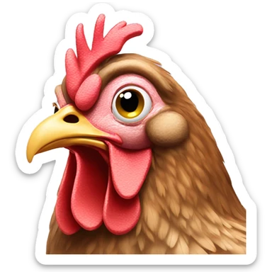 hen with two big bulged and derpy eyes sticker