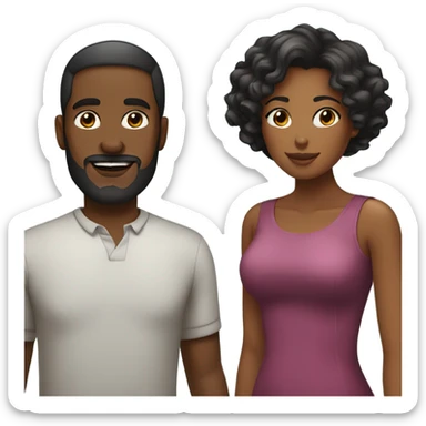 Black couple. Man with short hair and beard. Woman long wavy hair sticker