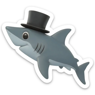 Shark with a top hat sticker