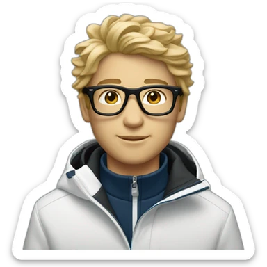 Un garçon blanc ,à das lunettes de ski, il a les cheveux noirs et survetement de lacoste sticker