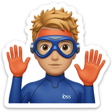 Diver + blue wetsuit,Coral Diver. sticker