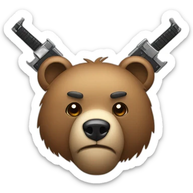Bear face with weapons sticker