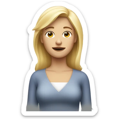 blonde lady shrugs shoulders sticker