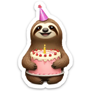 Sloth with birthday cake  sticker