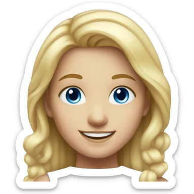 smiling blonde girl portrait with blue eyes  sticker