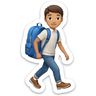 emoji of a boy with a school bag stepping sticker
