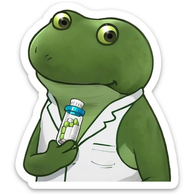 single medicine capsule, top half green, bottom half white sticker