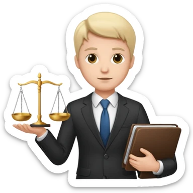 Lawyer holding a scale sticker