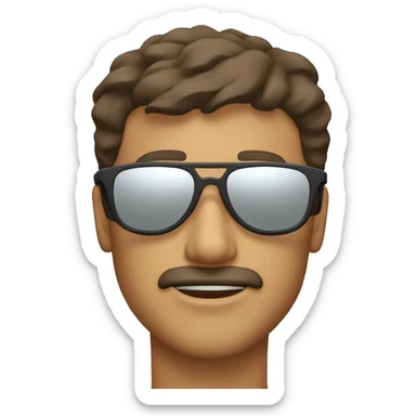 man with mirrored biking sunglasses sticker