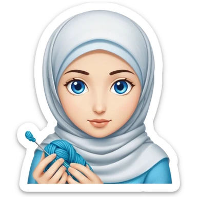 Turkish beautiful finish Konya girl blue eyes with shine hijab does knitting  sticker