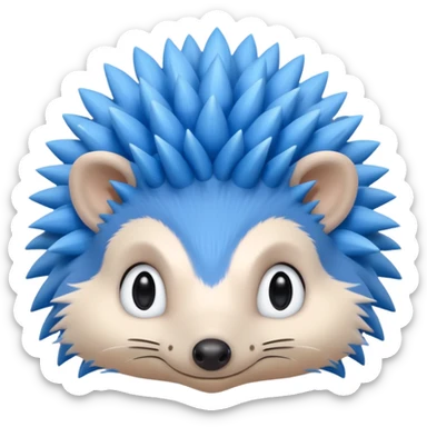A blue hedgehog with 6 spines only face sticker