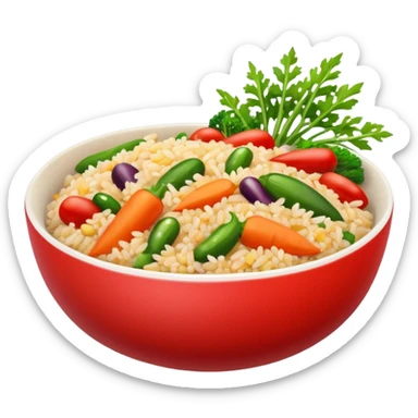 Quinoa Bean glass bowl with rice and vegtables sticker