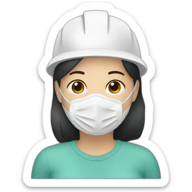 Asian woman with N95 Respirator sticker