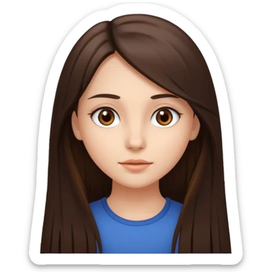 Fille brune raison au milieu cheveux un peu long et yeux marron et peau beige cheveux lisse  sticker