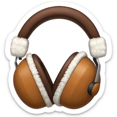 Warm brown white completely fluffy earmuffs sticker