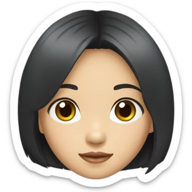 black-short-bob-hair-japanese-girl-face sticker